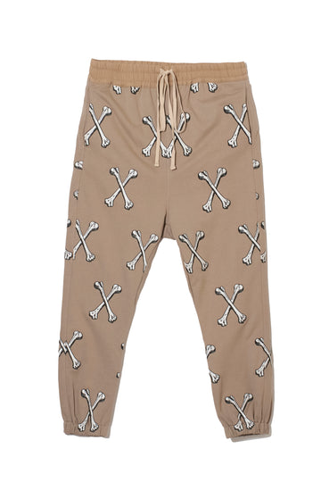 MAYO CROSS BONES EMBROIDERY SWEAT PANTS - BEIGE