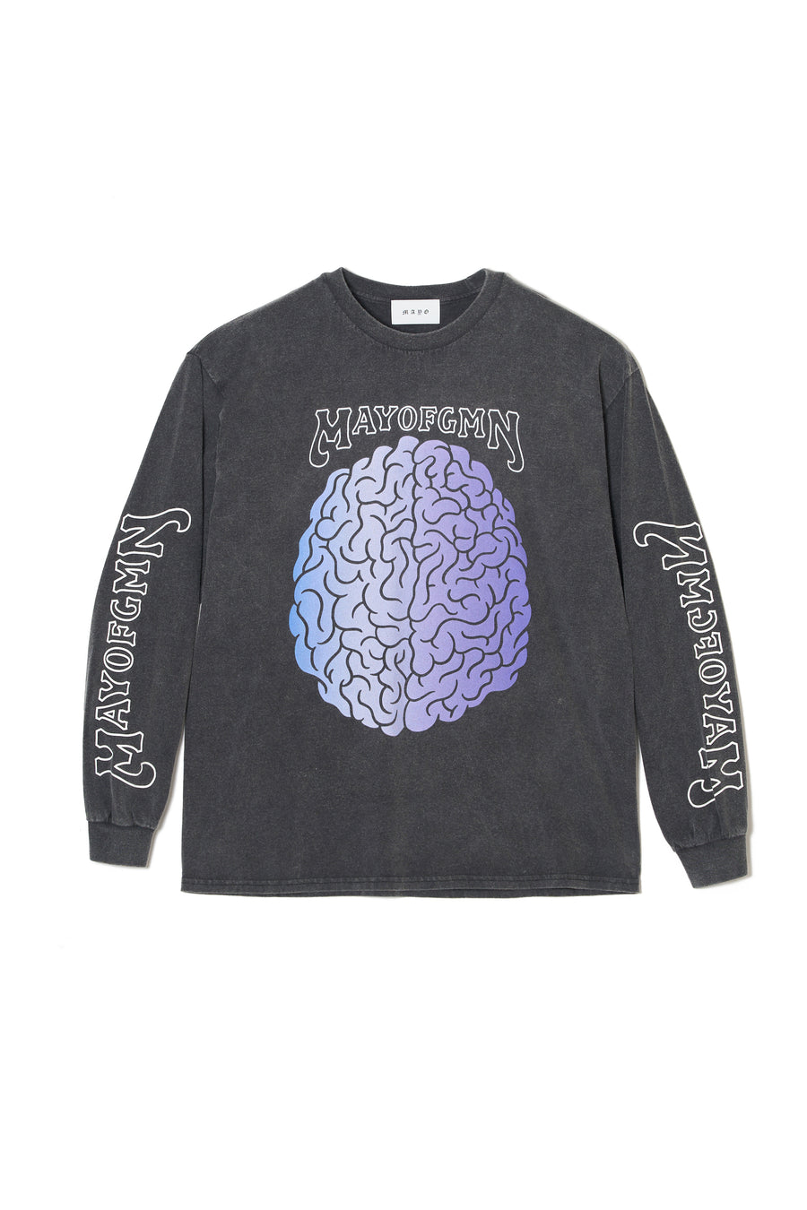 BRAIN PRINT LONG SLEEVE TEE - FADE BLACK