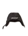 CROSS BONES EMBROIDERY NYLON BOA CAP - BLACK