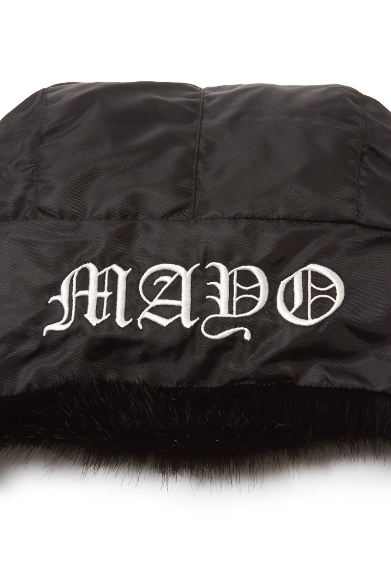 CROSS BONES EMBROIDERY NYLON BOA CAP - BLACK