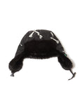 CROSS BONES EMBROIDERY NYLON BOA CAP - BONE BLACK