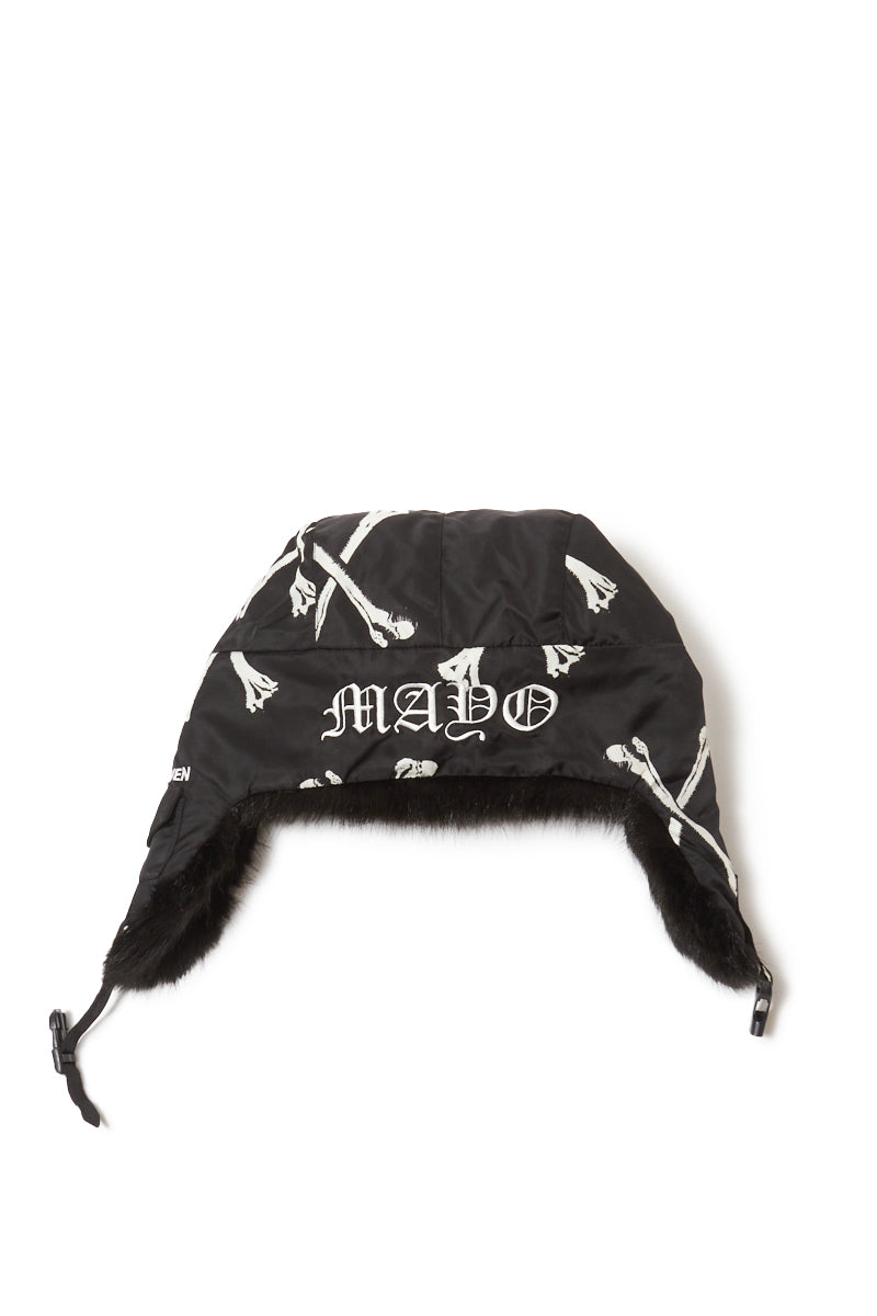 CROSS BONES EMBROIDERY NYLON BOA CAP - BONE BLACK