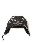 CROSS BONES EMBROIDERY NYLON BOA CAP - BONE BLACK