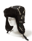 CROSS BONES EMBROIDERY NYLON BOA CAP - BONE BLACK