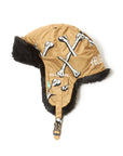 CROSS BONES EMBROIDERY NYLON BOA CAP - BONE GOLD