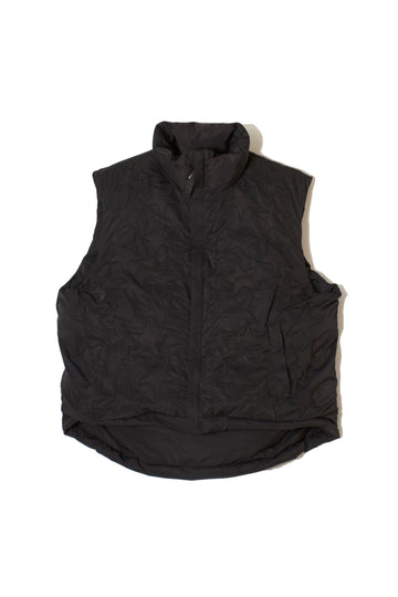 METEOR SHOWER EMBROIDERY NYLON REVERSIBLE DOWN VEST - BLACK