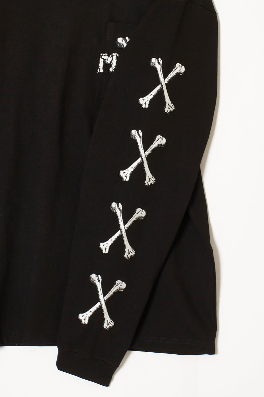 MAYO CROSS BONES EMBROIDERY LONG SLEEVE TEE - BLACK