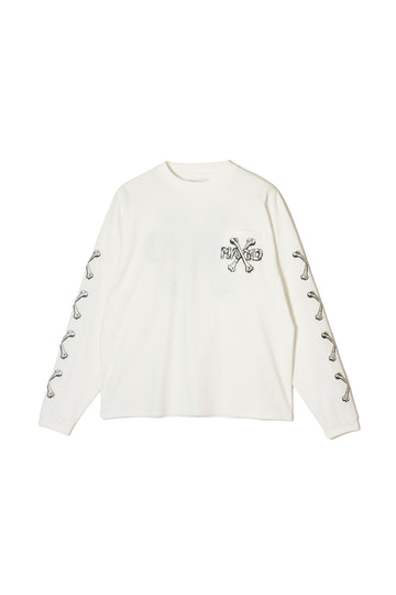 MAYO CROSS BONES EMBROIDERY LONG SLEEVE TEE - WHITE