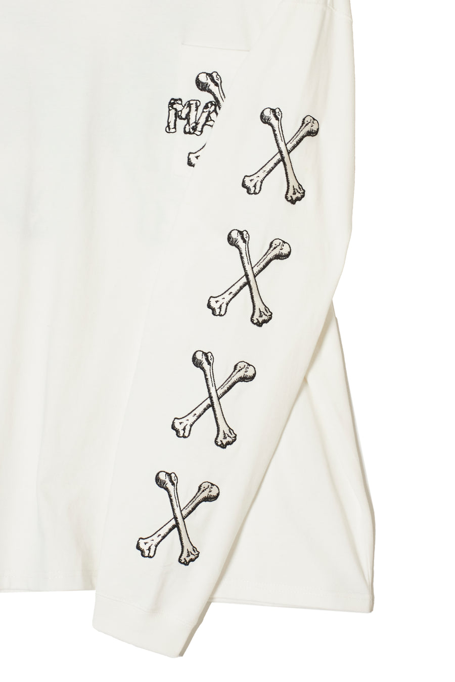 MAYO CROSS BONES EMBROIDERY LONG SLEEVE TEE - WHITE