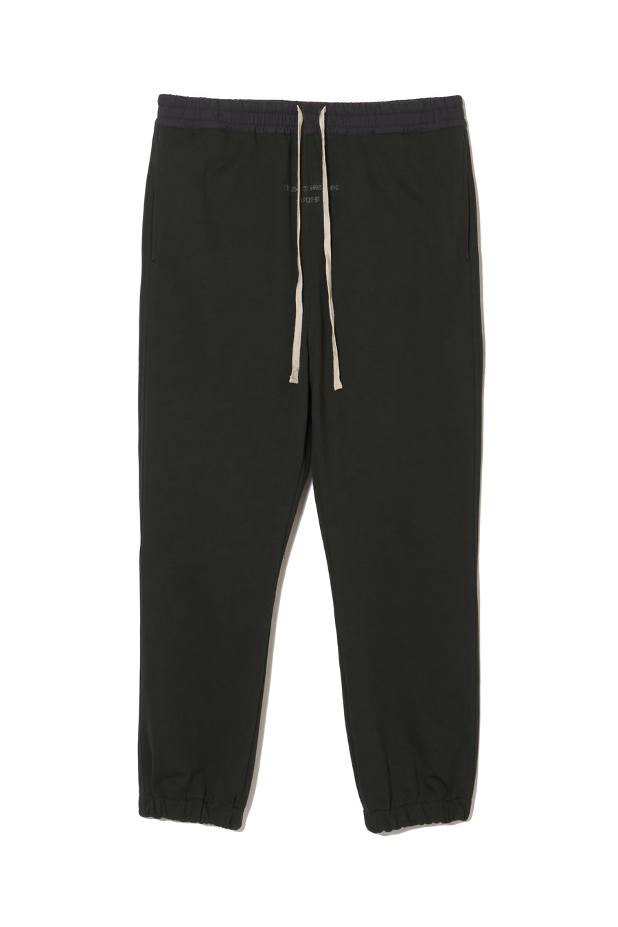 PLAIN EMBROIDERY SWEAT PANTS - DARK GREEN