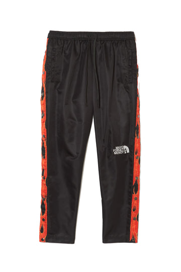 FIRE EMBROIDERY SIDE SNAP NYLON PANTS - FIRE RED