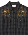 MAYO WOOL EMBROIDERY CHECK SHIRT JACKET - BLACK