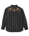 MAYO WOOL EMBROIDERY CHECK SHIRT JACKET - BLACK