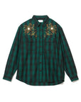 MAYO WOOL EMBROIDERY CHECK SHIRT JACKET - GREEN