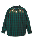 MAYO WOOL EMBROIDERY CHECK SHIRT JACKET - GREEN