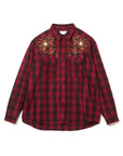 MAYO WOOL EMBROIDERY CHECK SHIRT JACKET - RED