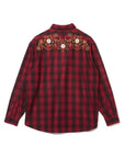 MAYO WOOL EMBROIDERY CHECK SHIRT JACKET - RED