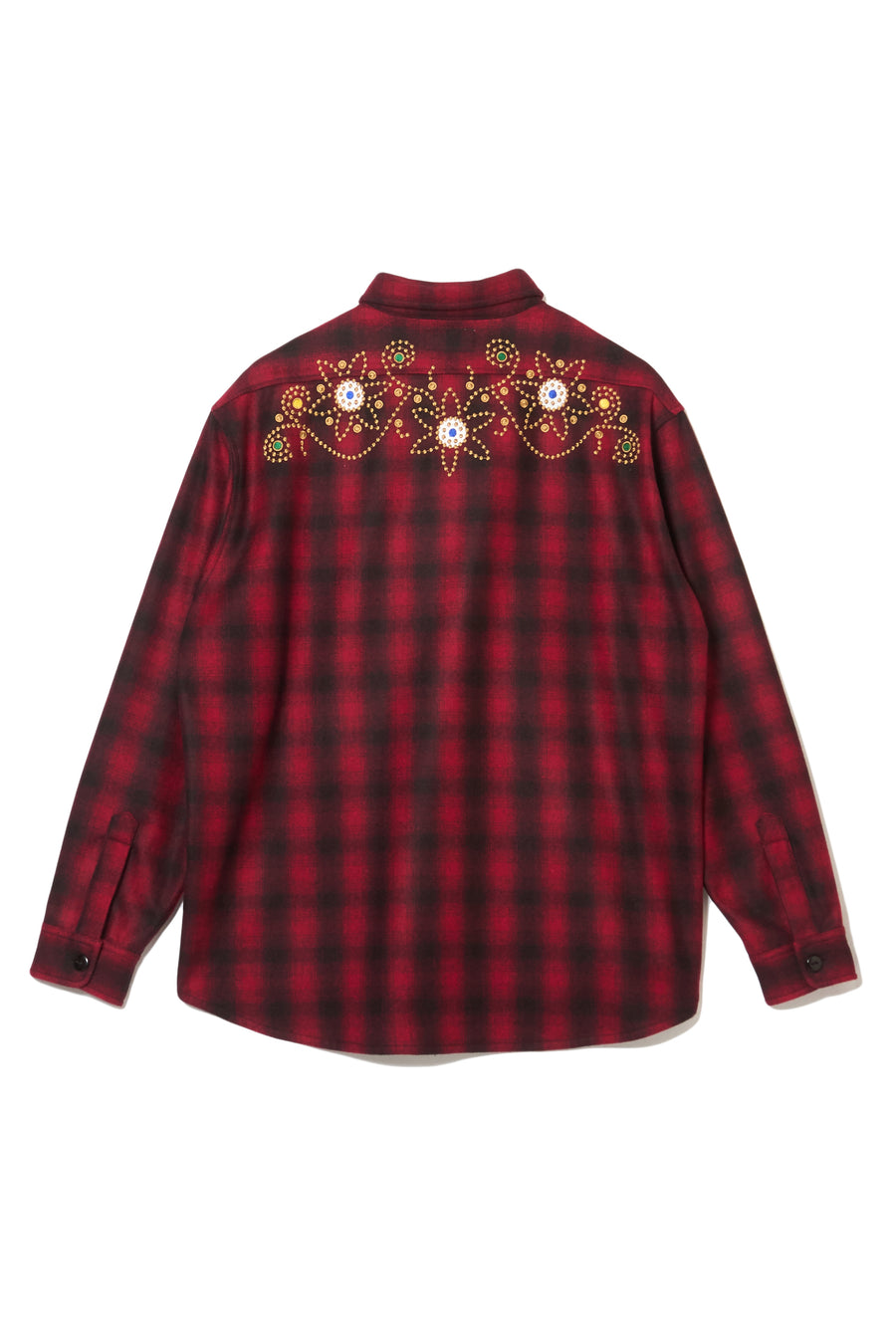 MAYO WOOL EMBROIDERY CHECK SHIRT JACKET - RED