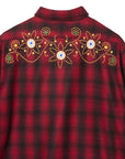 MAYO WOOL EMBROIDERY CHECK SHIRT JACKET - RED