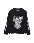 EAGLE  EMBROIDERY THERMAL LONG SLEEVE TEE - BLACK