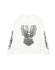 EAGLE  EMBROIDERY THERMAL LONG SLEEVE TEE - WHITE