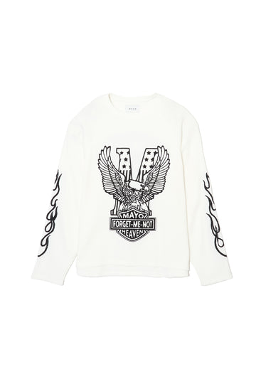 EAGLE  EMBROIDERY THERMAL LONG SLEEVE TEE - WHITE