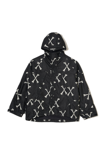 MAYO CROSS BONES EMBROIDERY NYLON MOUNTAIN PARKA - BLACK