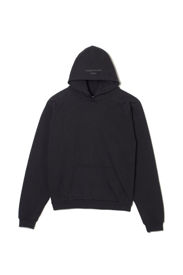 PLAIN EMBROIDERY HOODIE - BLACK