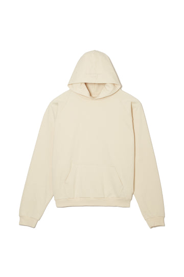 PLAIN EMBROIDERY HOODIE - OFF WHITE