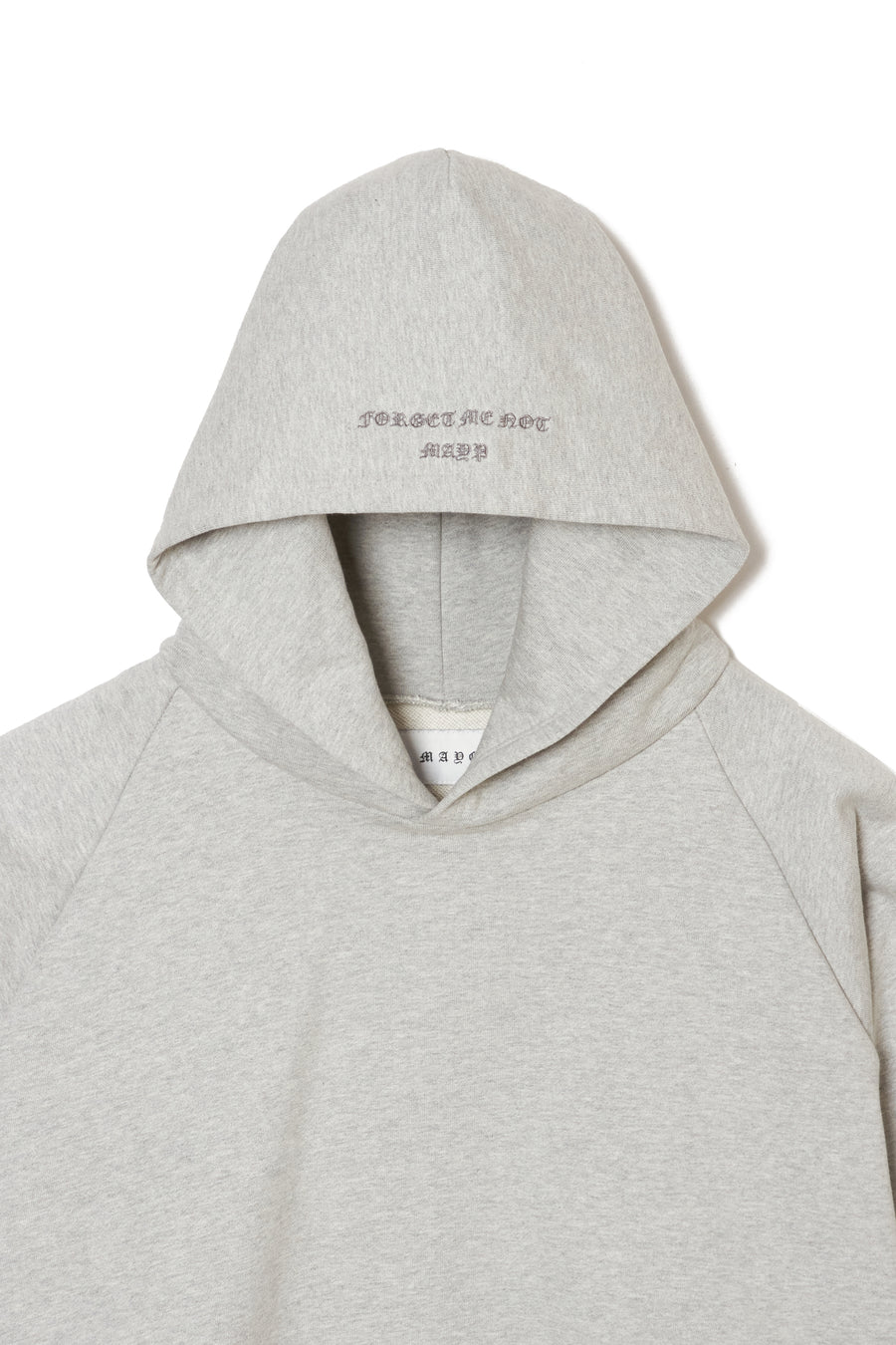 PLAIN EMBROIDERY HOODIE -  GRAY