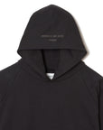 PLAIN EMBROIDERY HOODIE - BLACK