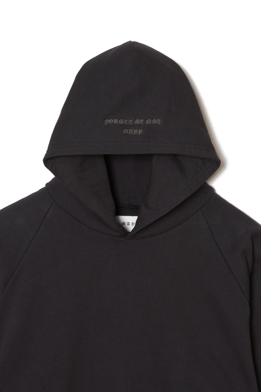 PLAIN EMBROIDERY HOODIE - BLACK