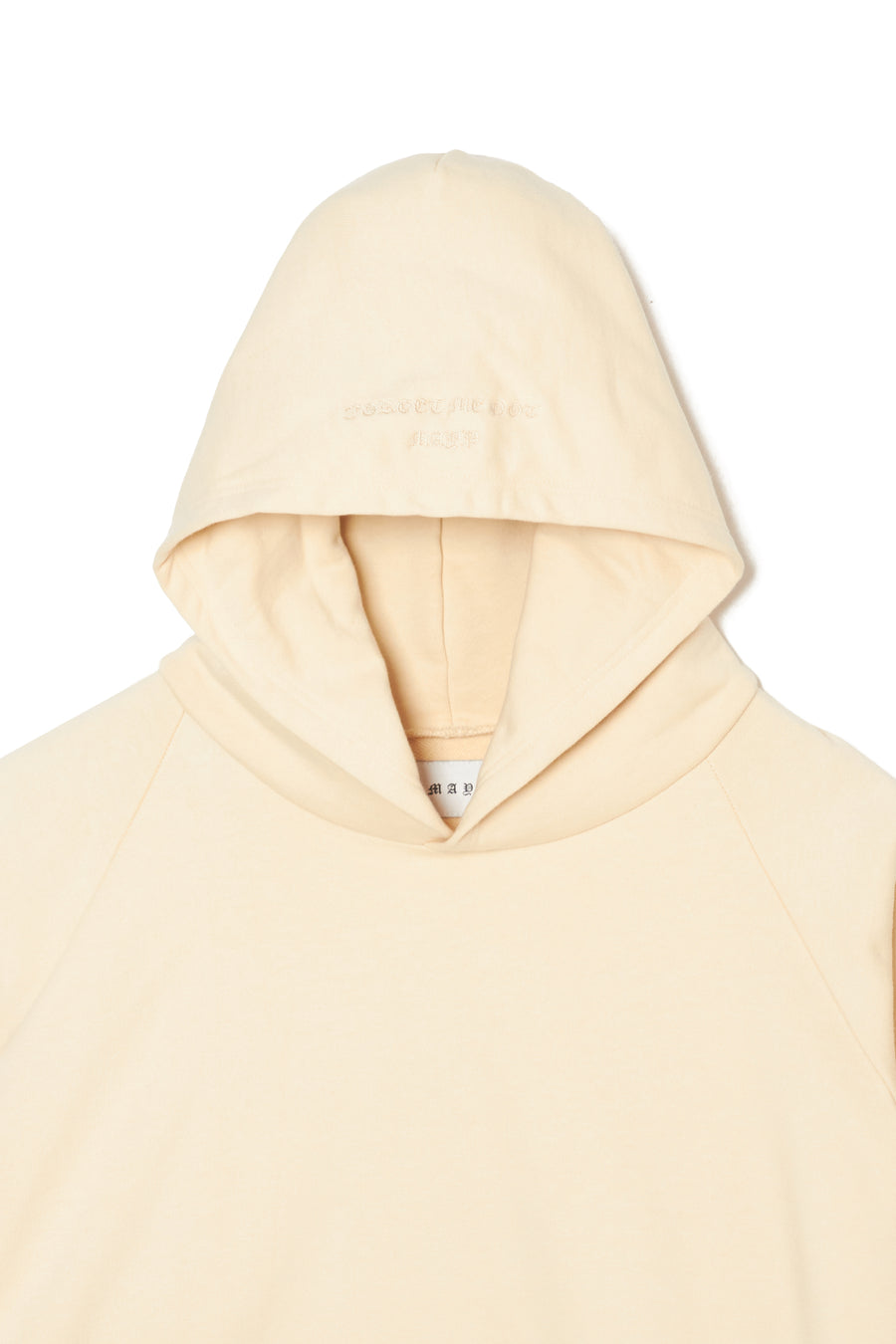 PLAIN EMBROIDERY HOODIE - OFF WHITE