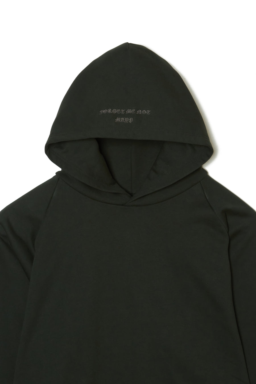 PLAIN EMBROIDERY HOODIE - DARK GREEN