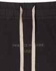 PLAIN EMBROIDERY SWEAT PANTS - BLACK