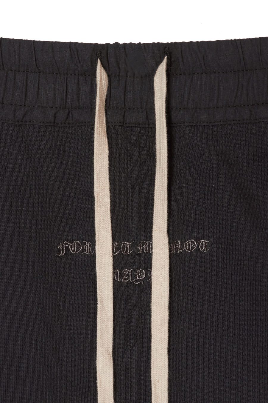 PLAIN EMBROIDERY SWEAT PANTS - BLACK