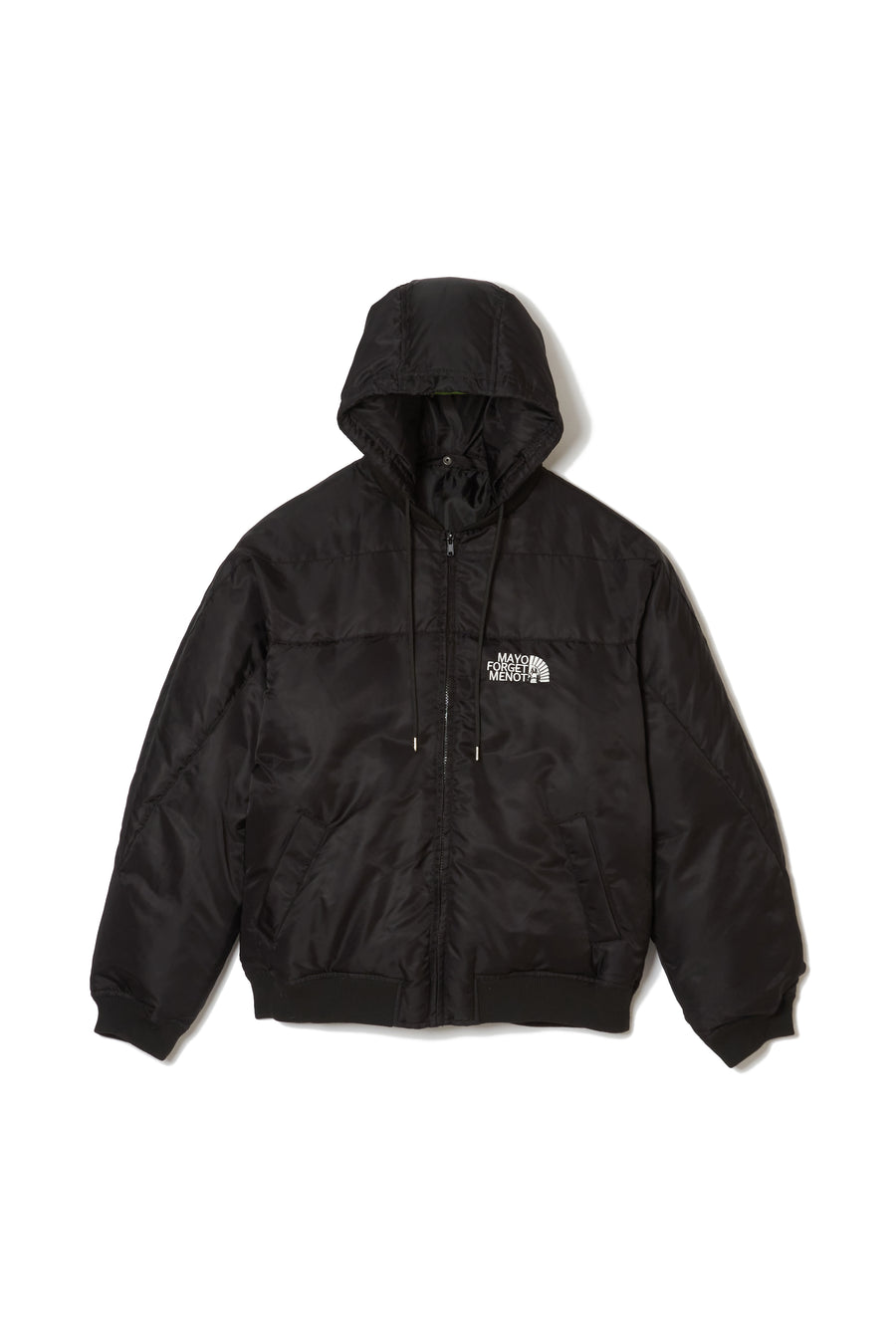 FIRE EMBROIDERY NYLON DOWN JKT - BLACK