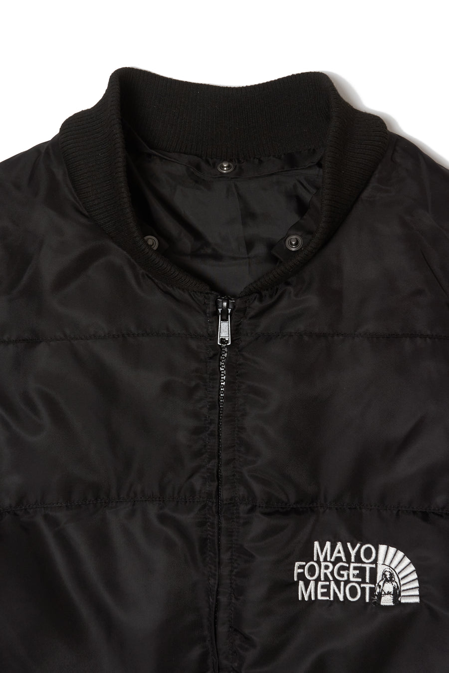 FIRE EMBROIDERY NYLON DOWN JKT - BLACK