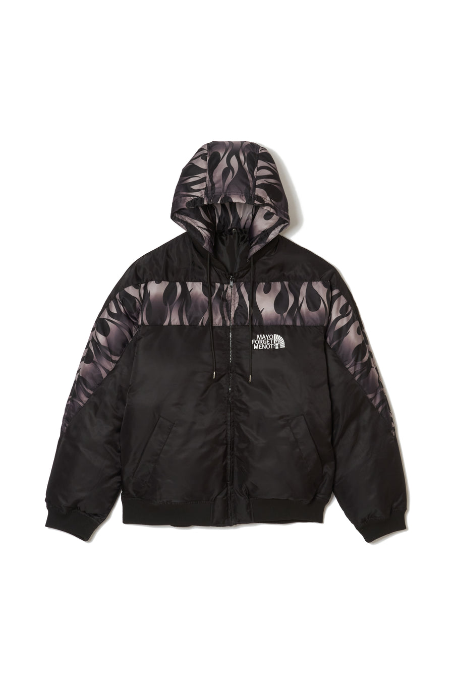 FIRE EMBROIDERY NYLON DOWN JKT - FIRE BLACK