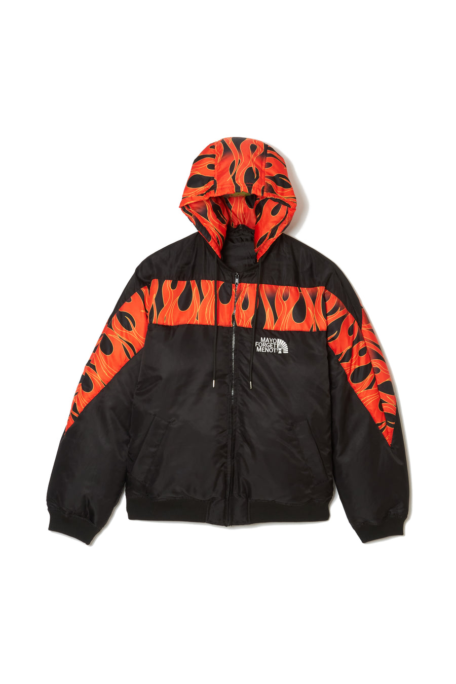 FIRE EMBROIDERY NYLON DOWN JKT - FIRE RED