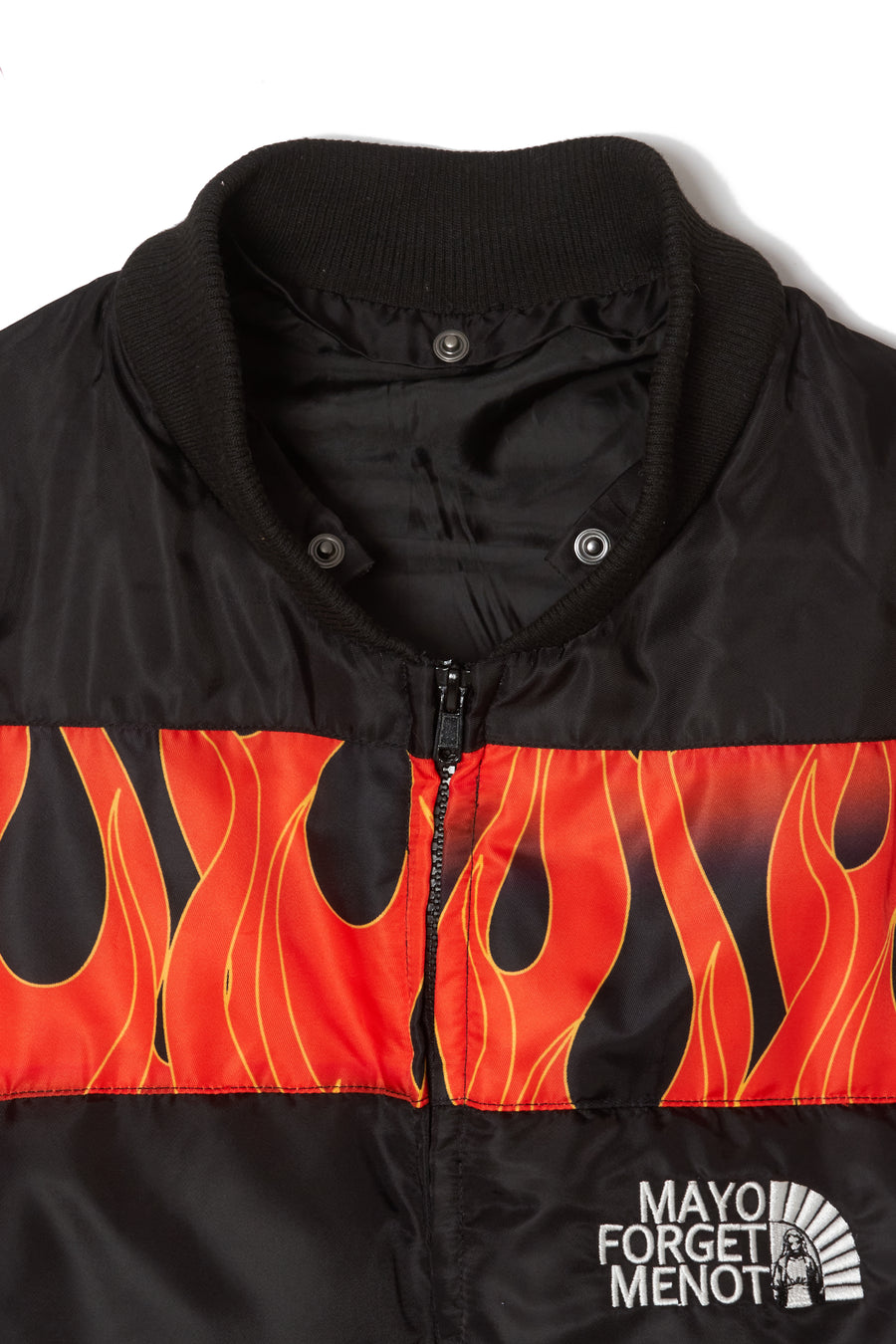 FIRE EMBROIDERY NYLON DOWN JKT - FIRE RED