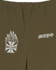 FIRE IRON CROSS EMBROIDERY NYLON PANTS