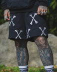 MAYO CROSS BONES Embroidery Sweat Shorts - BLACK