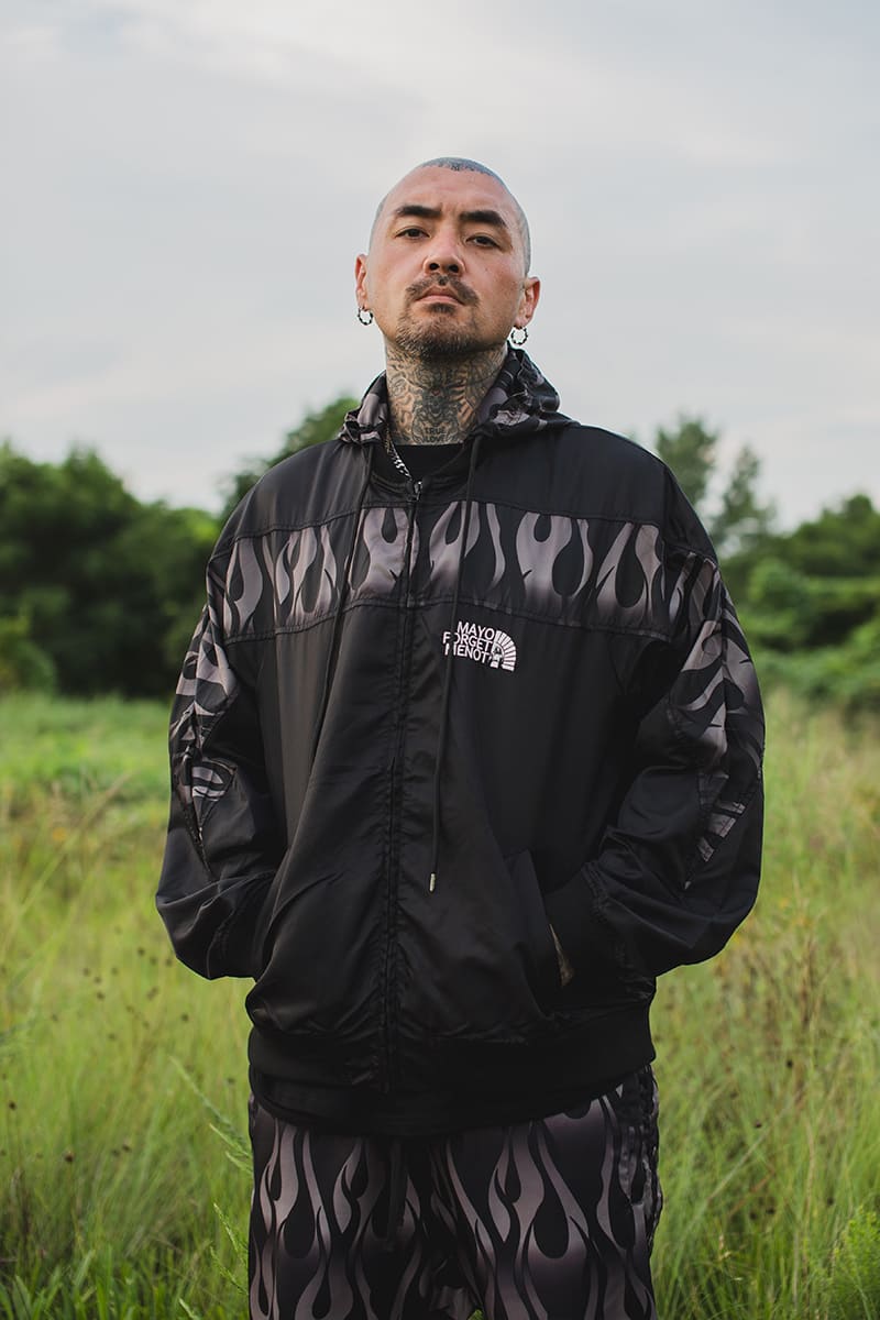 FIRE EMBROIDERY NYLON JKT - FIRE BLACK