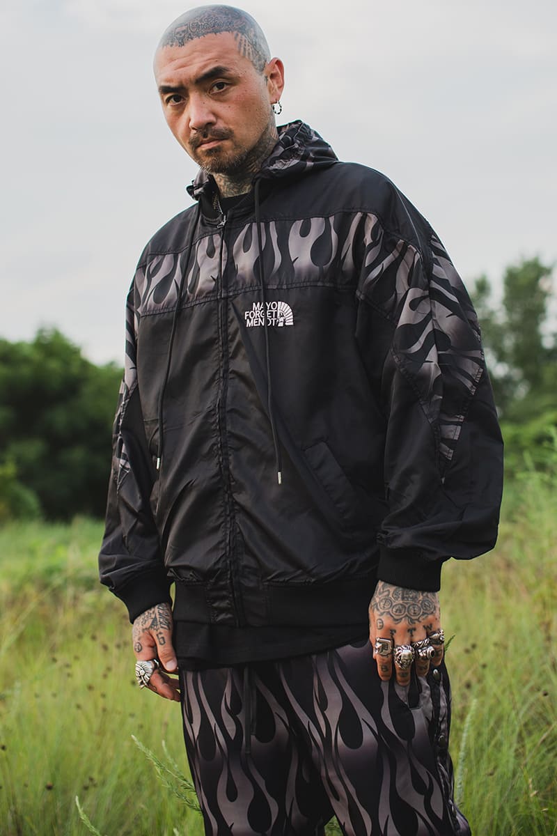 FIRE EMBROIDERY NYLON JKT - FIRE BLACK