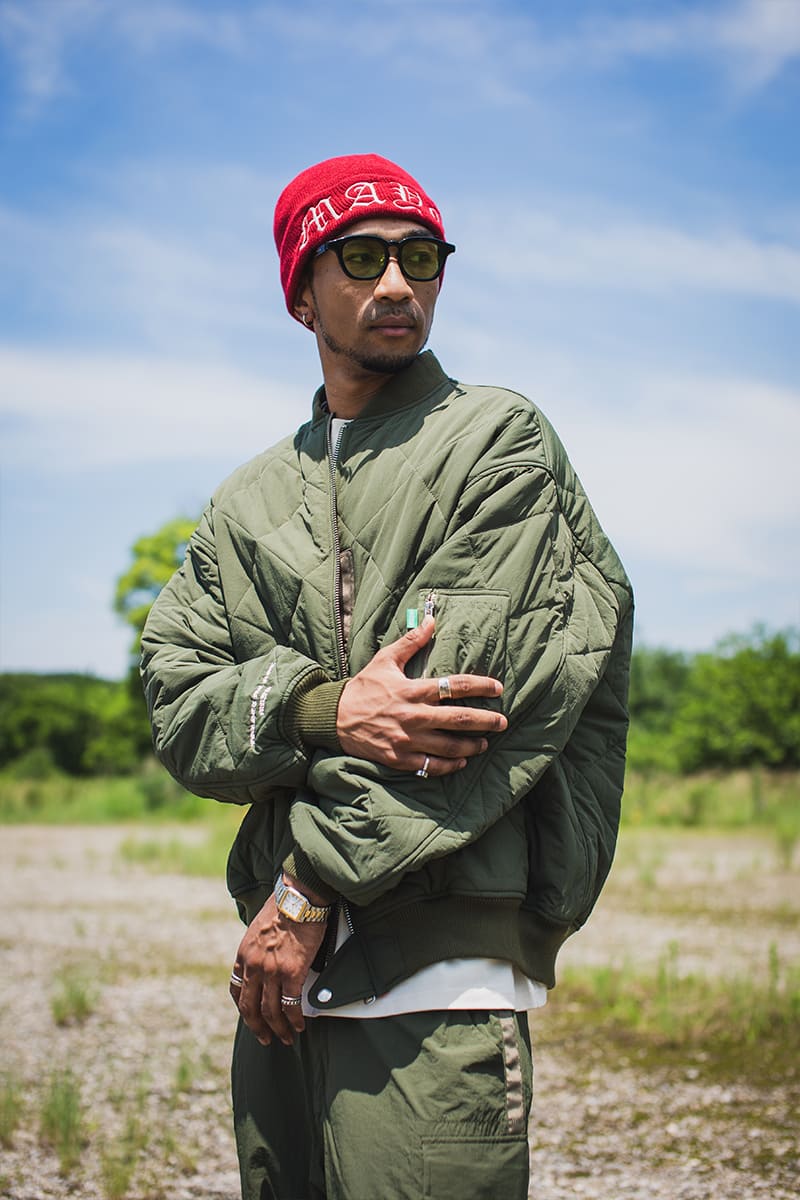 EAGLE  EMBROIDERY NYLON JKT -  OLIVE