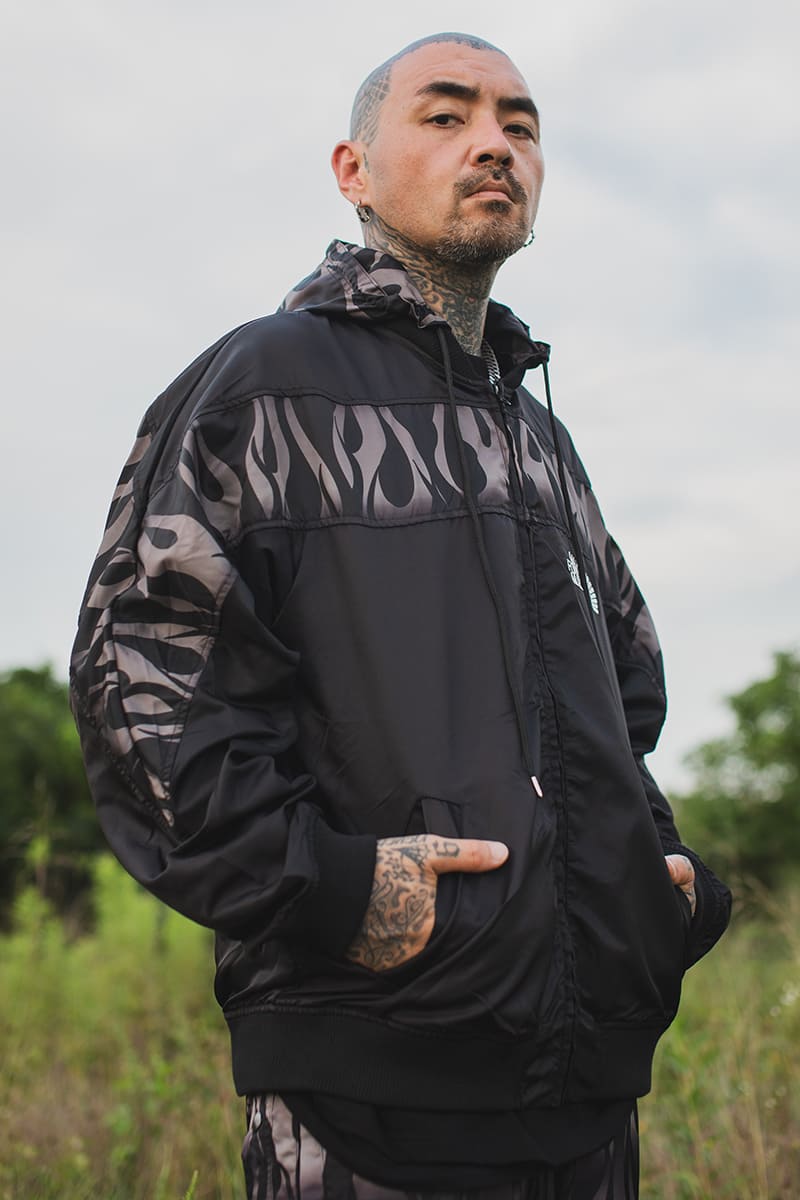 FIRE EMBROIDERY NYLON JKT - FIRE BLACK