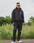 FIRE EMBROIDERY NYLON JKT - BLACK