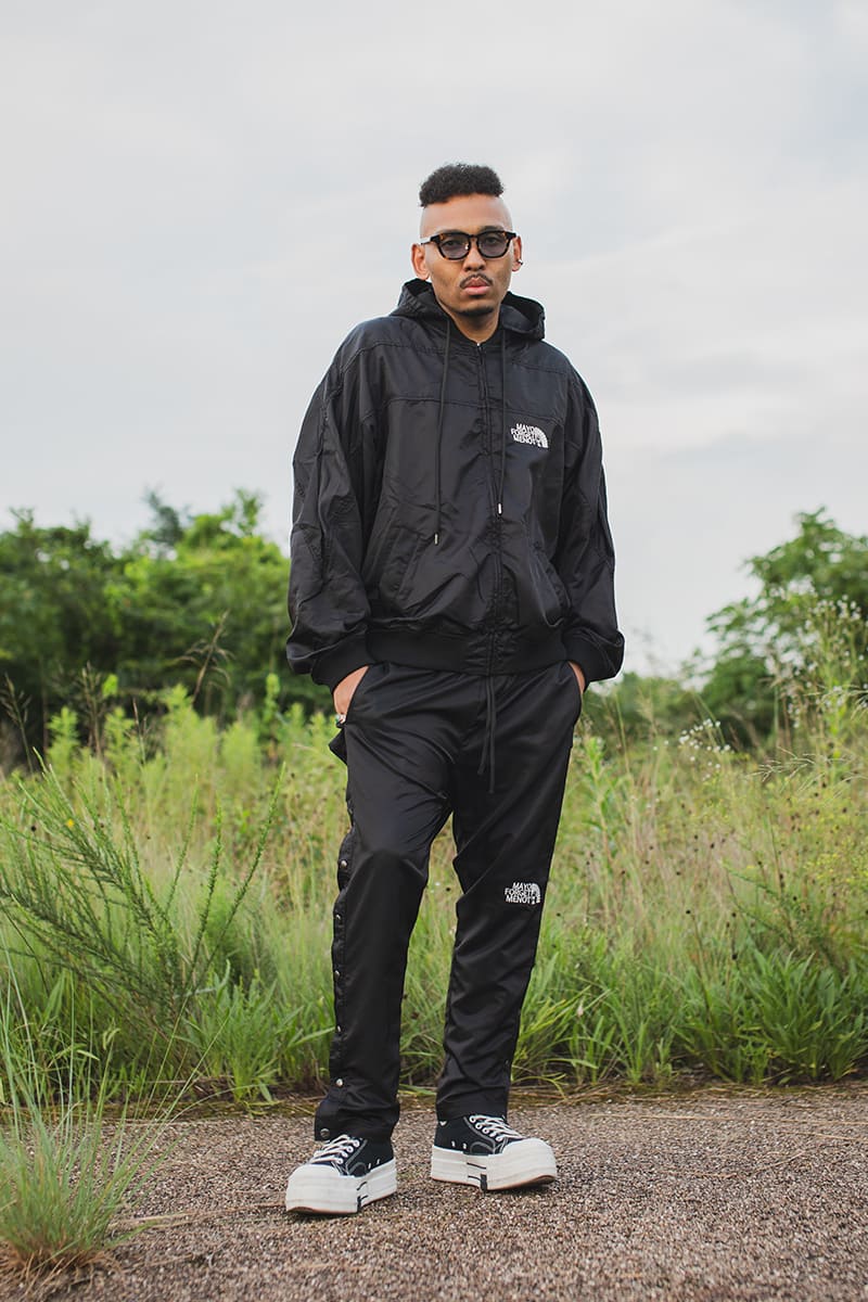 FIRE EMBROIDERY NYLON JKT - BLACK