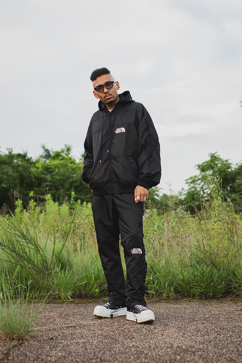 FIRE EMBROIDERY NYLON JKT - BLACK